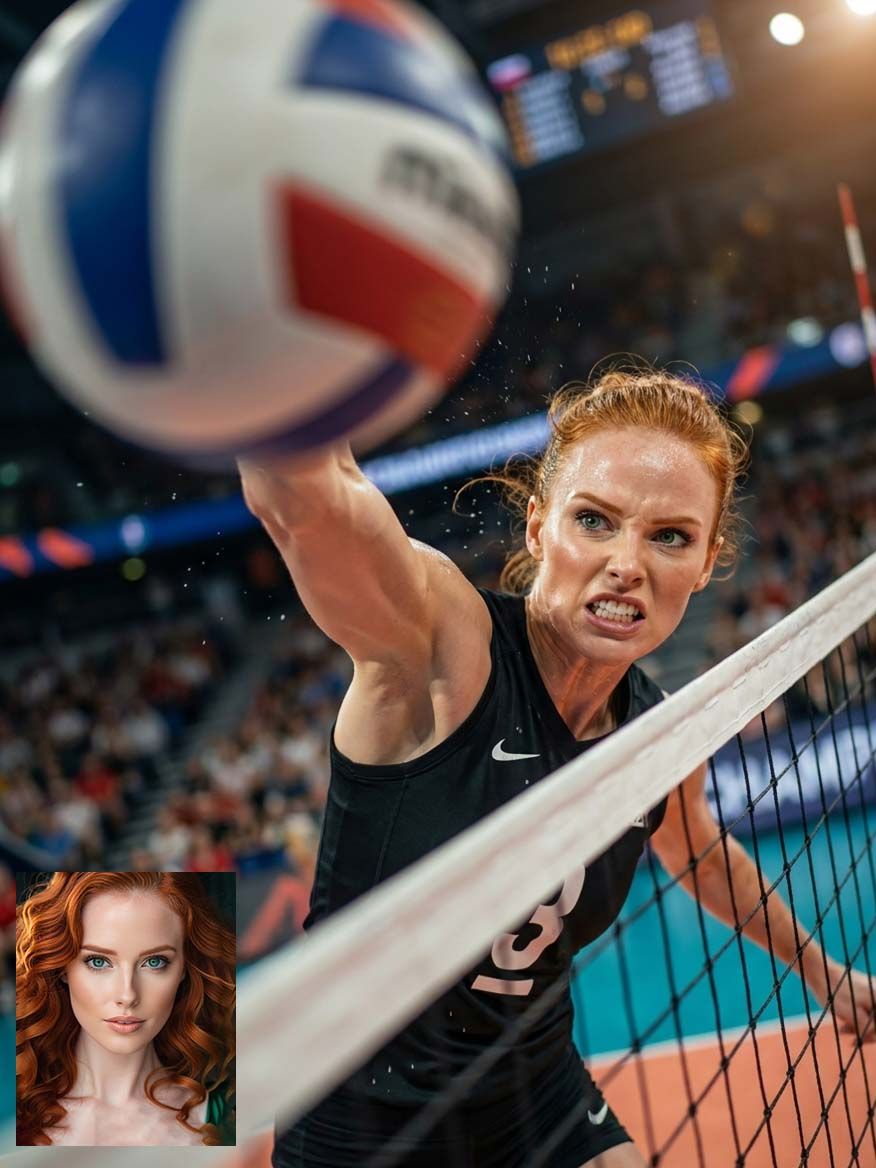Wide Angle Volleyball Action